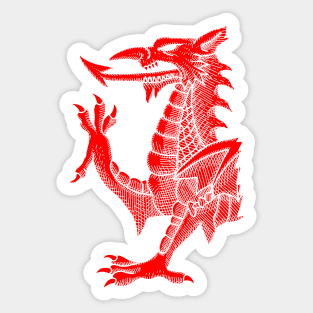 Welsh Dragon - Red Hatching Sticker